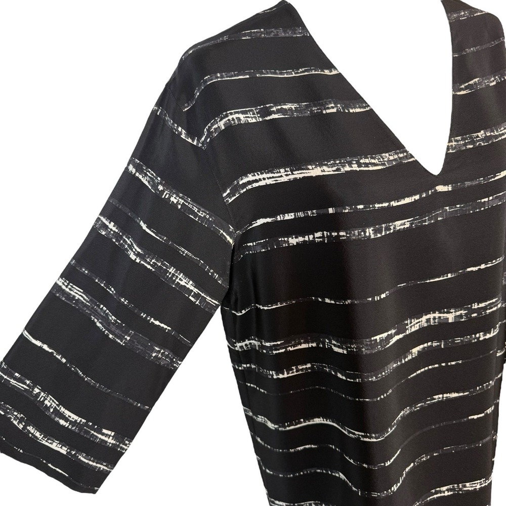 Vince 100% Silk Tunic Dress XS‎ Black V-Neck Minimalist Quiet Luxury Oversized - Picture 4 of 10